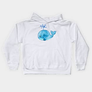 Watercolor Blue Whale Kids Hoodie